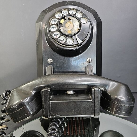 Vintage Black Automatic Electric AE50 Rotary Wall Telephone Needs Cleaning - Picture 1 of 16